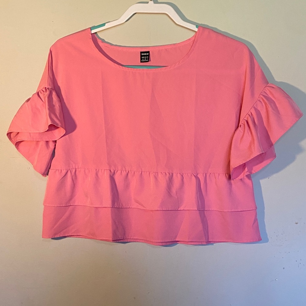 SHEIN hot Pink crop tops in style